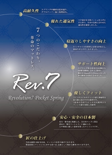 東京ベッドマットレス「Rev.7」をご紹介します。